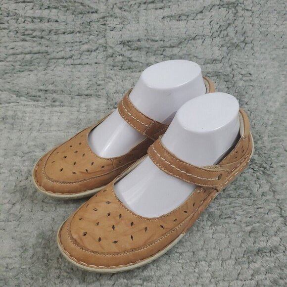 Propet Mary Jane Shoes Womens Size 7.5 M Brown Leather Hook & Loop FLAWS - Picture 1 of 10